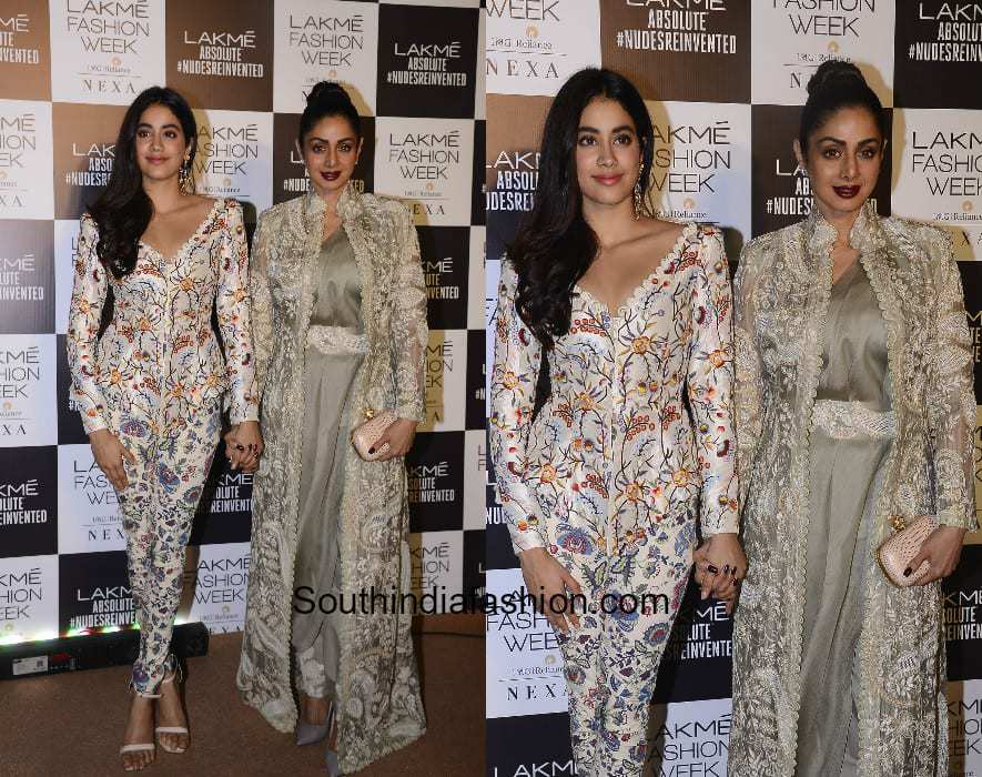 Jhanvi Kapoor and Sridevi Kapoor in Anamika Khanna at Lakme Fashion Week 2018