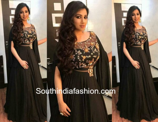 shreya ghoshal black gown