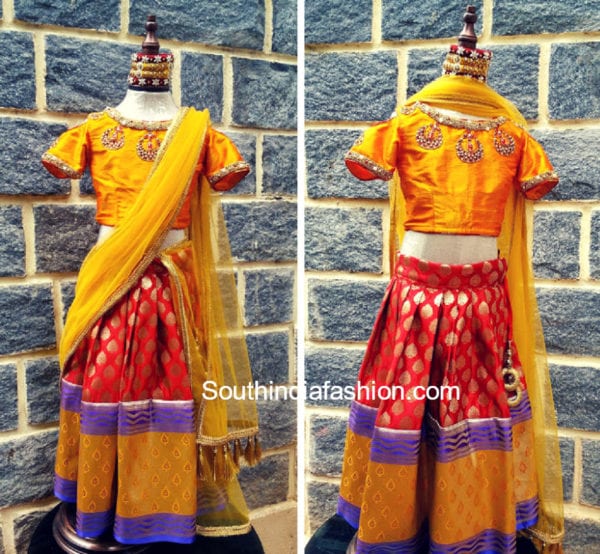 kids pattu pavada designs