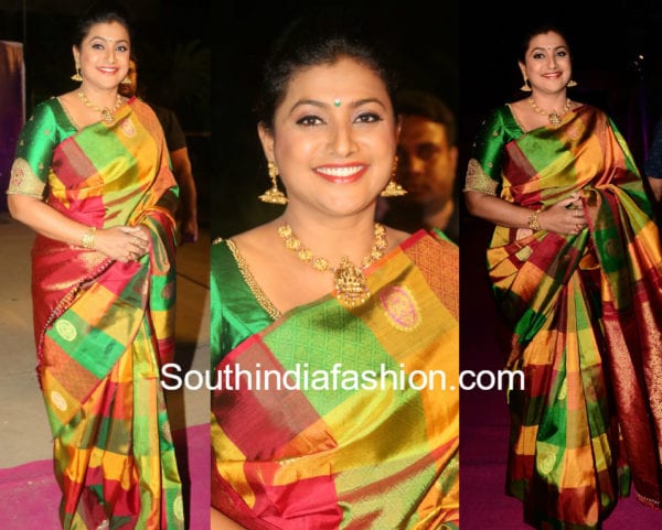 roja in pattu saree at zee apsara awards 2018