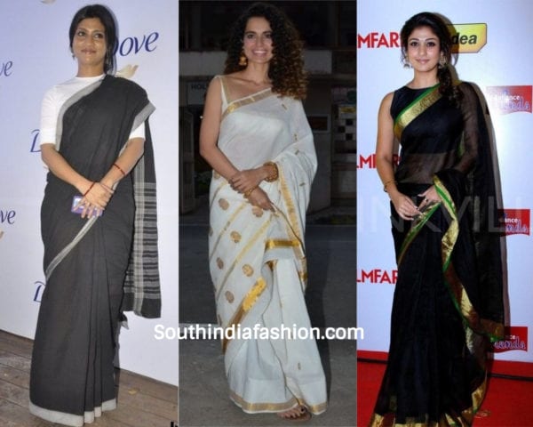 actresses wearing handloom saree