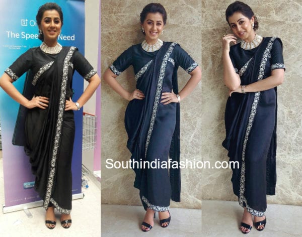 nikki galrani saree pants one plus launch