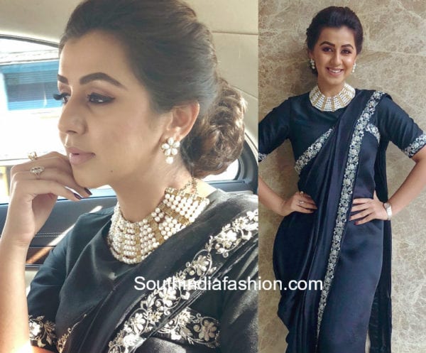 nikki galrani blck pant saree oneplus launch