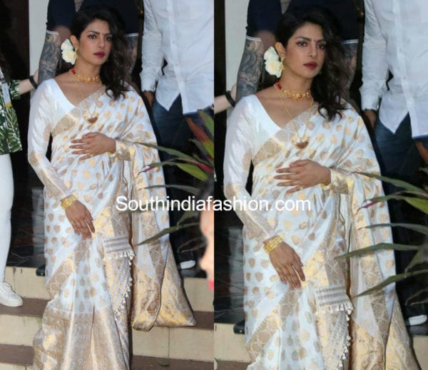 priyanka chopra white saree assam trip