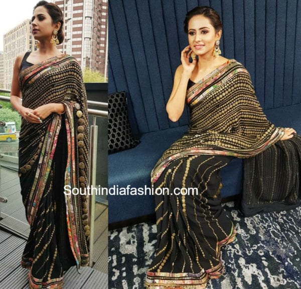 sargun mehta black saree