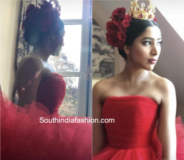 shriya bhupal pre wedding red gown