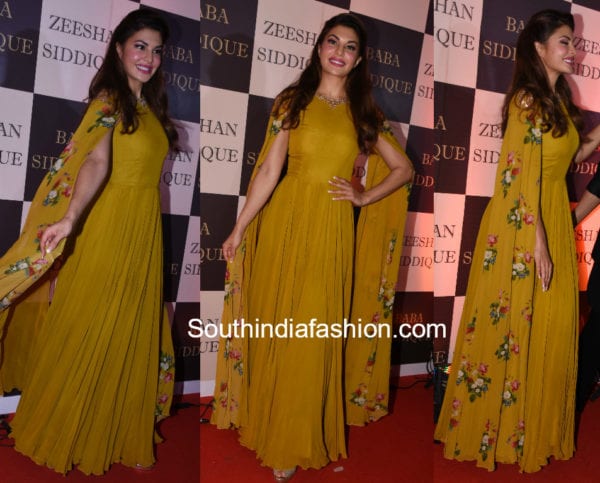 jacqueline in mahima mahajan cape anarkali gown