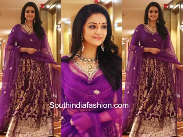 keerthy suresh in purple lehenga by sailesh singhania