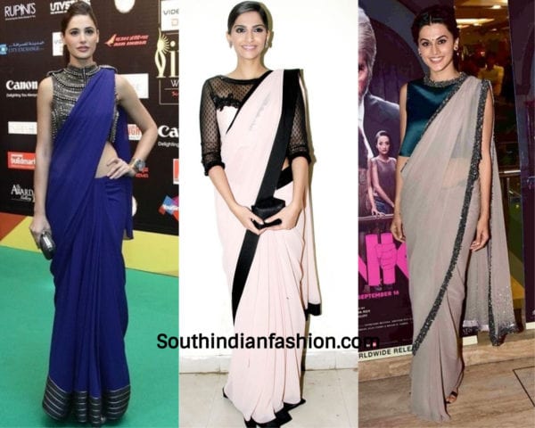 actresses wearing design chiffon saree