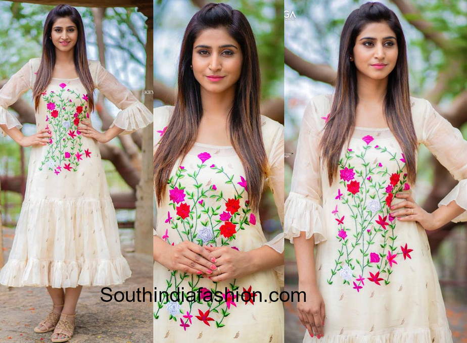 varshini aounderajan white dress dhee