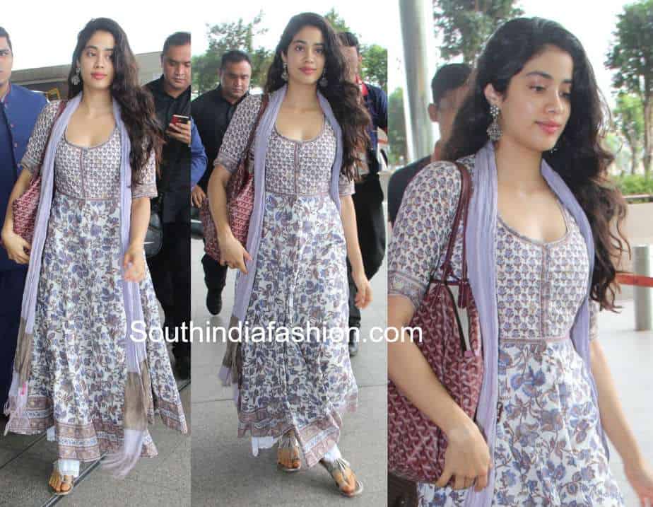 janhvi kapoor printed anarkali suit