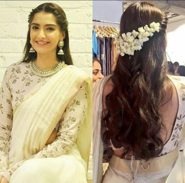 sonam kapoor flower hairstyle