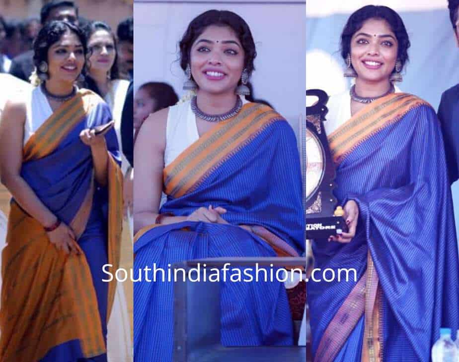 rima kallingal blue saree