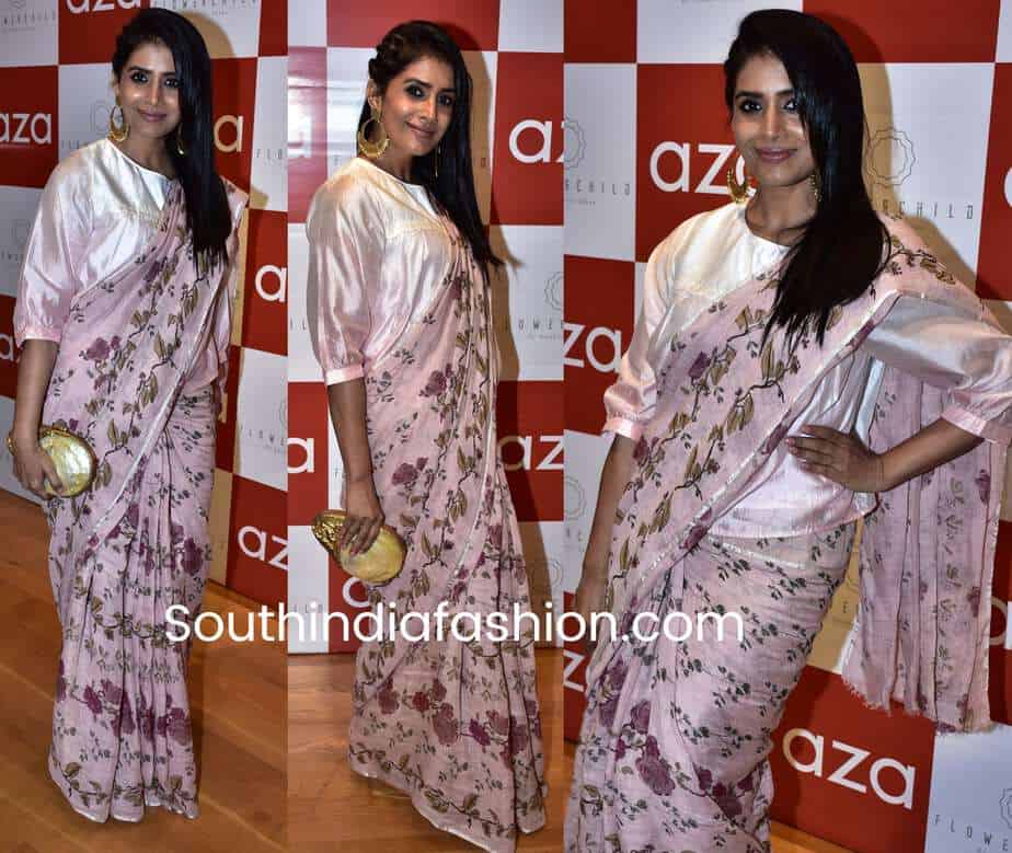 sonali kulkarni in floral anavila saree