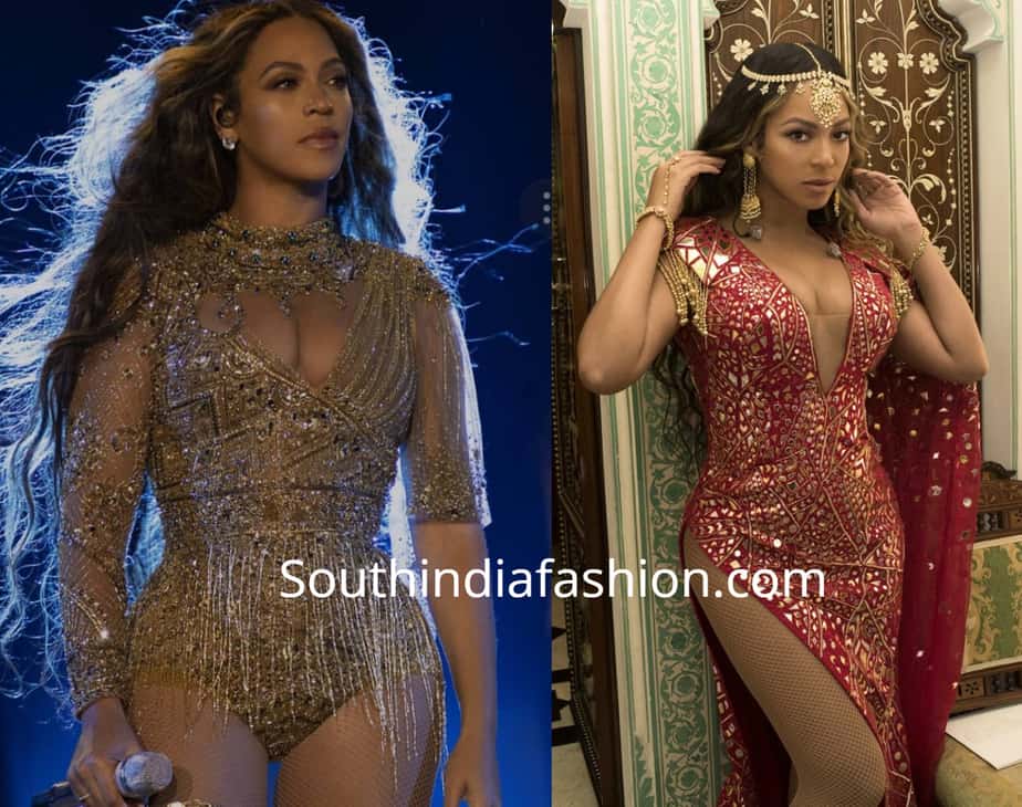 beyonce in indian dresses at ambani wedding