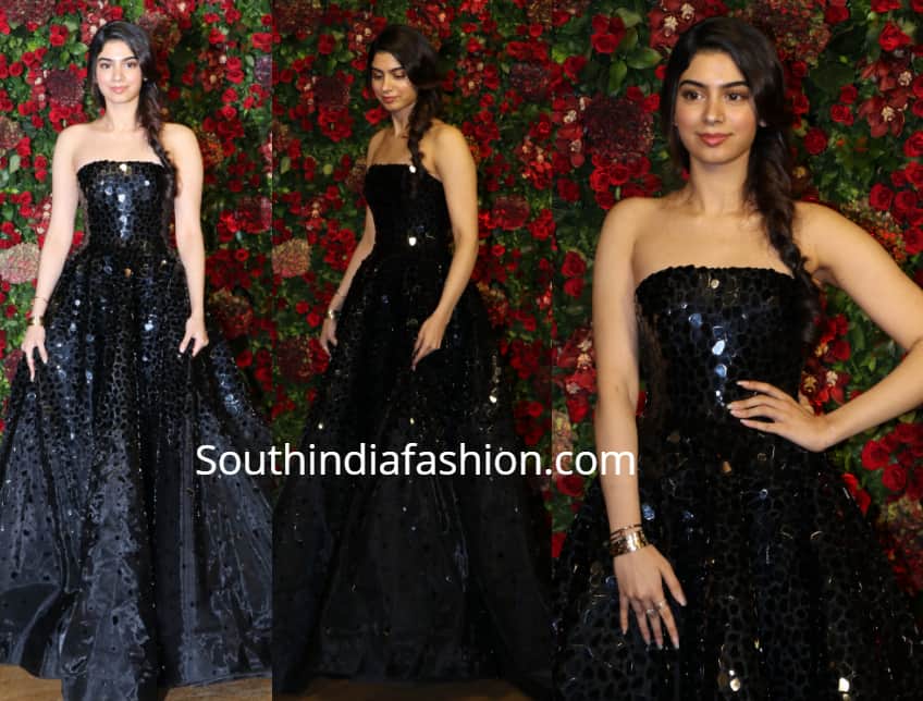 khushi kapoor in black gown at deepika ranveer wedding reception