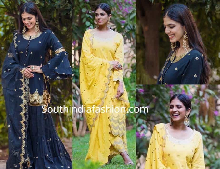 malavika mohanan in sukriti and aakriti sharara suit