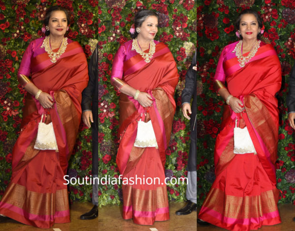 Shabana Azmi in a silk saree at Deepika-Ranveer wedding reception ...