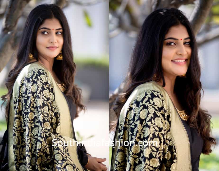 manjima mohan back anarkali 