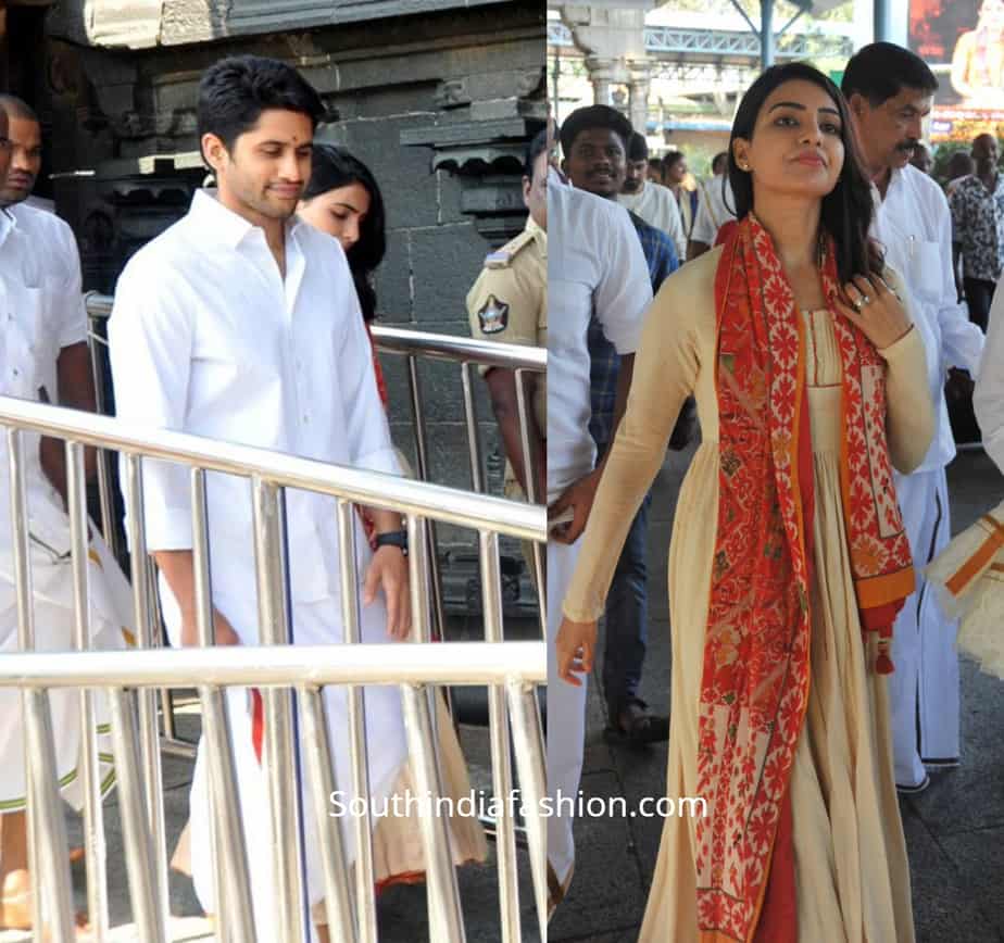 samantha and naga chaitanya at tirumala 