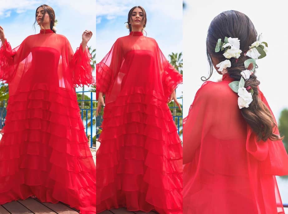 sonam kapoor red gown cannes 2019