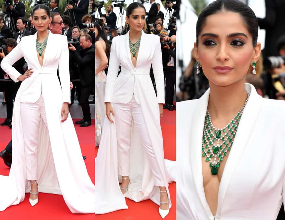 sonam kapoor in white tusedo at cannes 2019