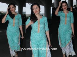 Divya Khosla Kumar in a kurta palazzo at the airport