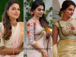 floral work saree blouse designs