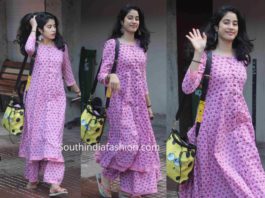 janhvi kapoor printed kurta palazzo suit