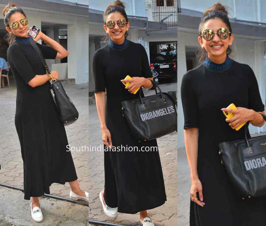 rakul preet singh black dress diro bag