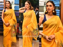 ADITI RAO HYDARI YELLOW LINEN SAREE