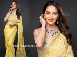 madhuri dixit yellow saree manish malhotra