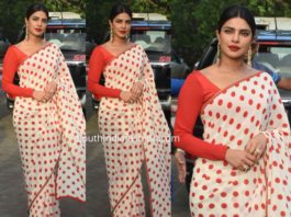 priyanka chopra polka dot saree sky is pink promotions (1)