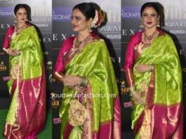 rekha green kanjeevaram saree iifa awards 2019