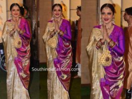 rekha kanjeevaram silk saree at ambani ganapati celebrations