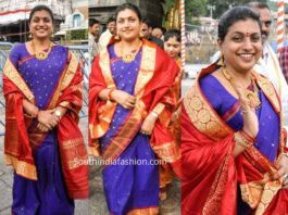 roja blue pattu saree tirumala temple