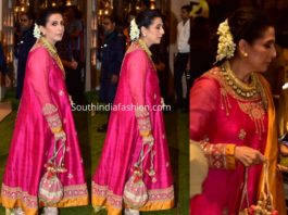 sonam mother sunita kapoor pink anarkali suit at ambani ganesh chaturthi