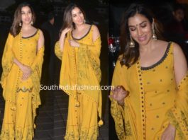 sophie choudry yellow sharara at arpita khan ganpati visarjan