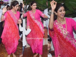 sunil shetty pink salwar kameez ganesh visarjan 2019