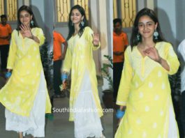 ananya pandey yellow white sharara suit