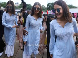 anushka sharma blue chikankari kurta