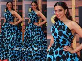 deepika padukone blue black polka dot gown (1)