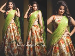 deepthi sunaina floral half saree