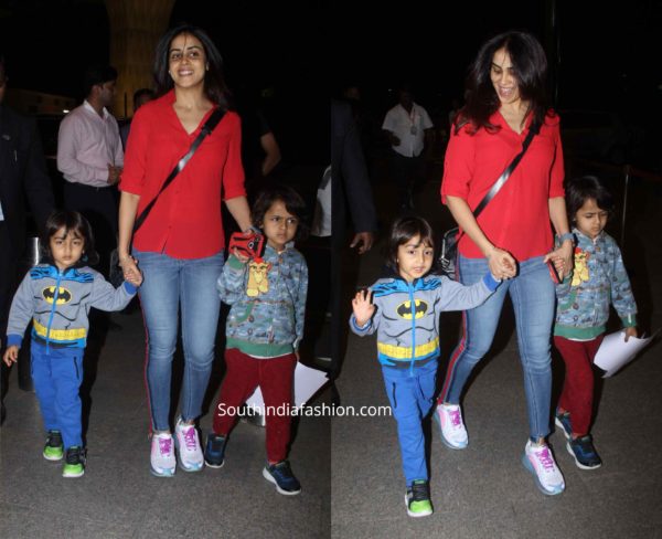 Genelia snapped with kids at the airport – South India Fashion