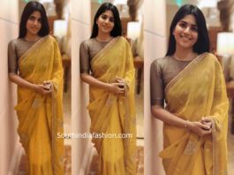 megha akasha yellow saree diwali 2019
