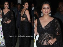 parineeti chopra in black saree at diwali parties