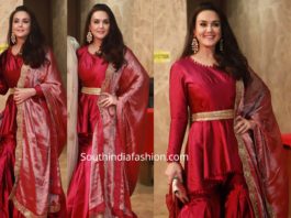 preity zinta in red sharara suit at ramesh taurani diwali party 2019 (1)