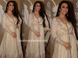 preity zinta white anarkali at bachchan diwali party