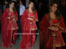 sara ali klhan in red salwar kameez at bachchan diwali party