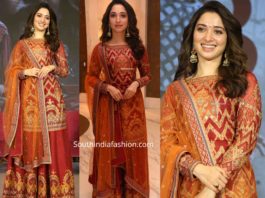 tamannaah in ritu kumar sharara suit at sye raa success meet